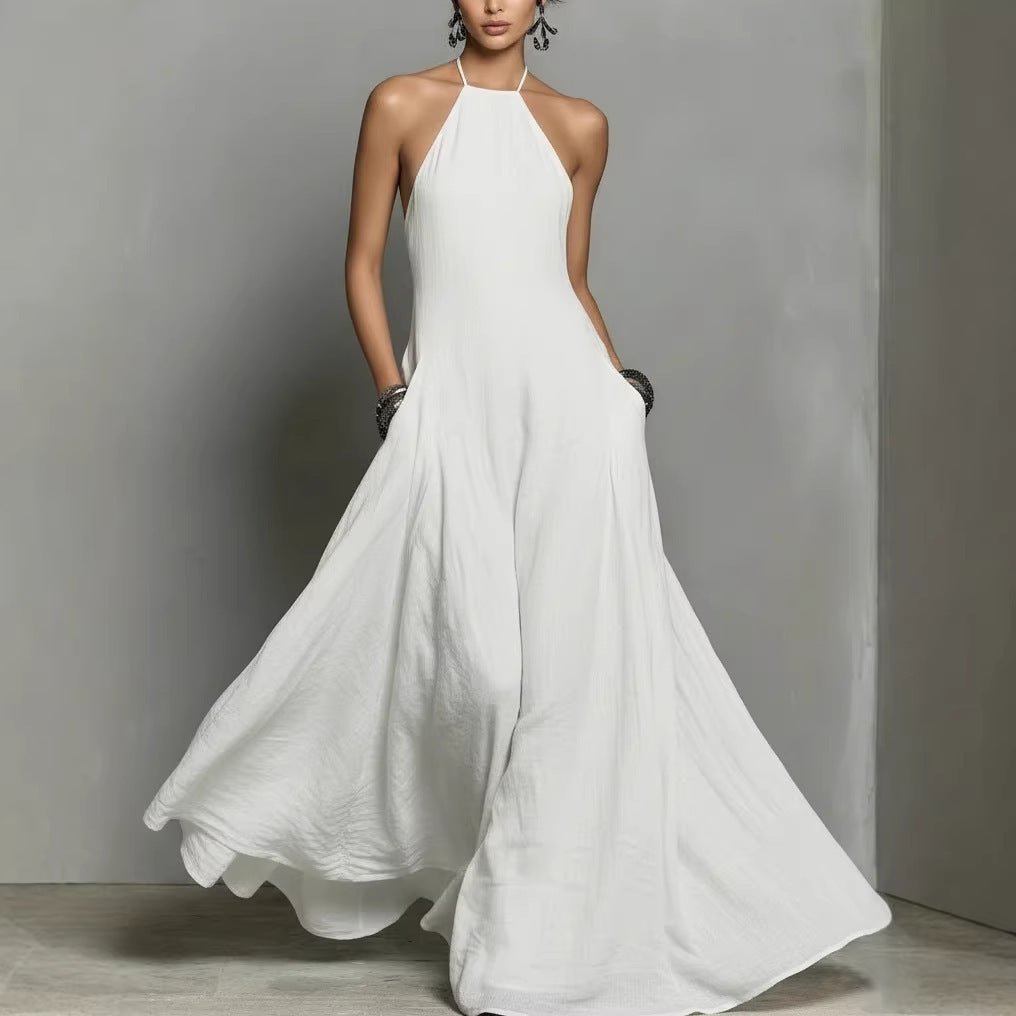 Linen Blend Halterneck Maxi Dress