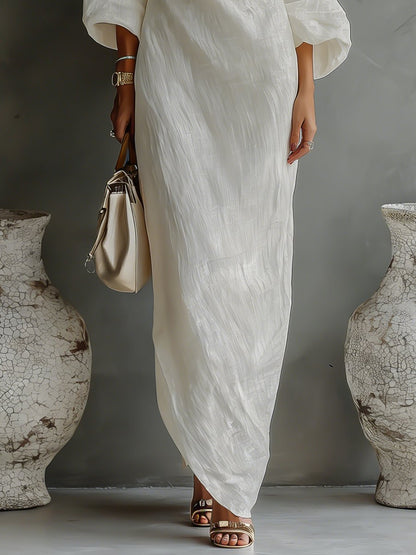 Asymmetric One-Shoulder Cotton-Linen Maxi Dress