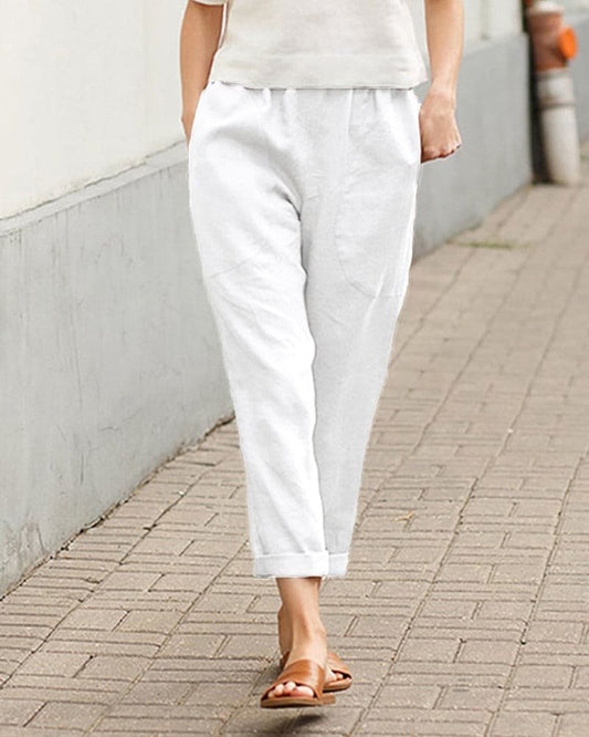 Relaxed Linen Blend Harem Trousers