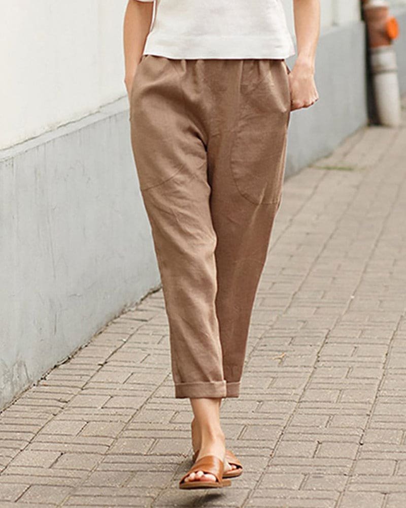 Relaxed Linen Blend Harem Trousers