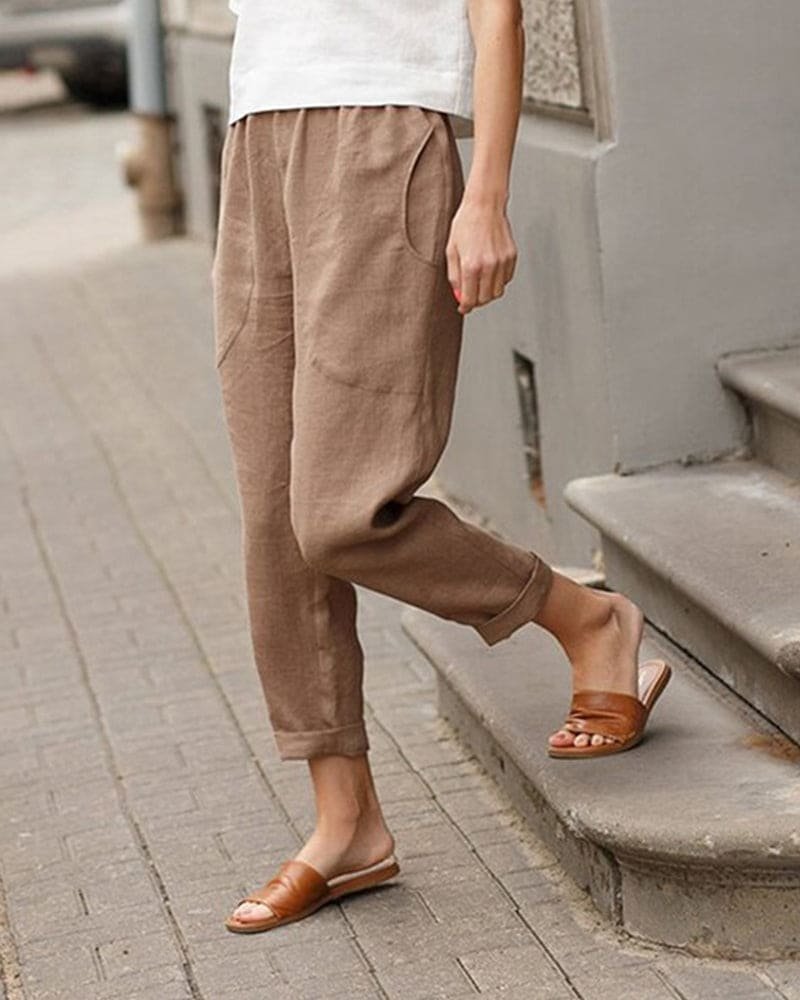 Relaxed Linen Blend Harem Trousers