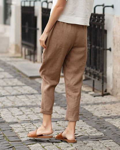 Relaxed Linen Blend Harem Trousers