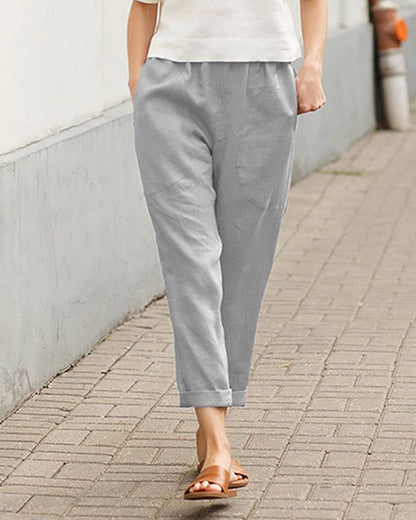 Relaxed Linen Blend Harem Trousers