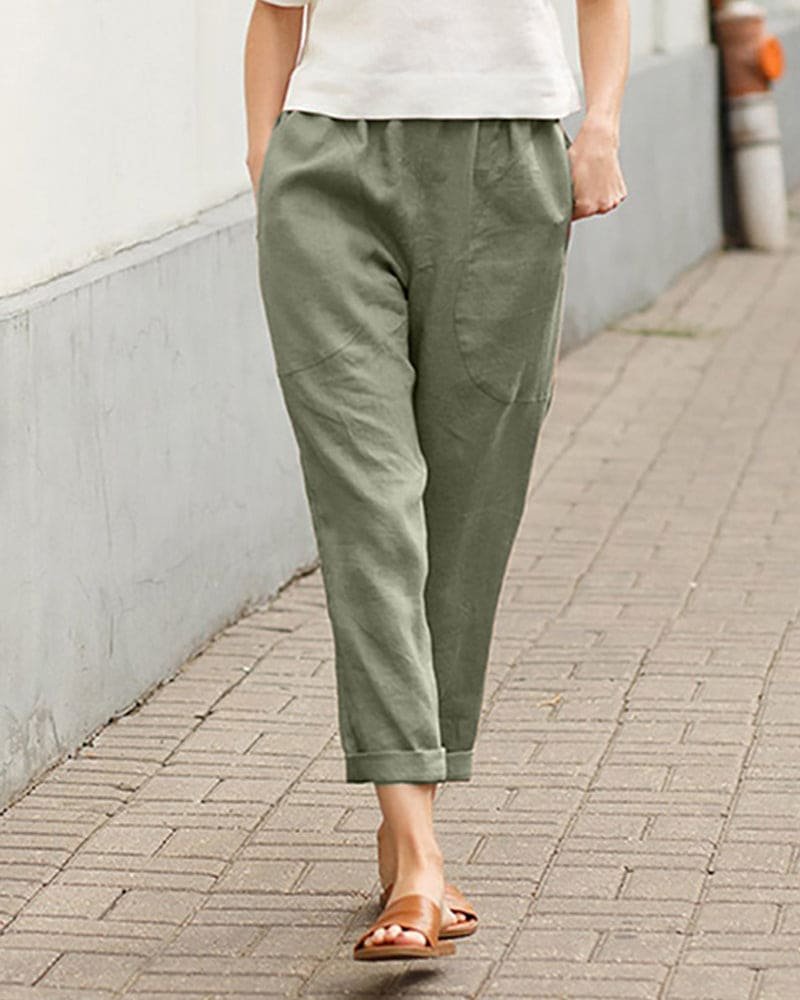 Relaxed Linen Blend Harem Trousers
