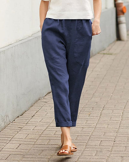 Relaxed Linen Blend Harem Trousers