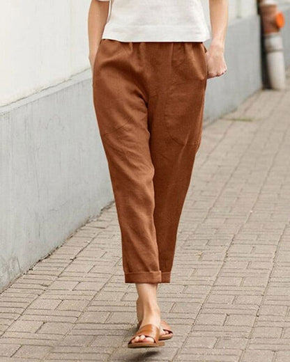 Relaxed Linen Blend Harem Trousers