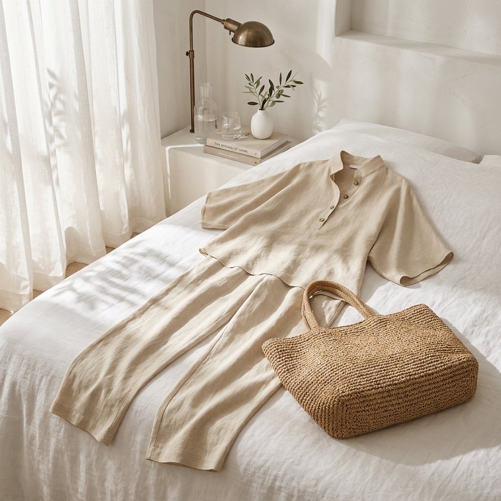 Mandarin Collar Linen Co-ord with Kimono Sleeves