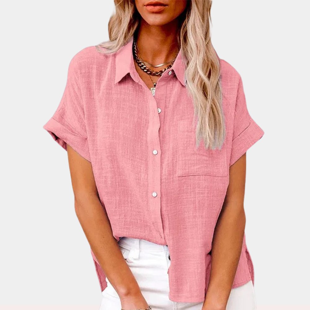 Short Sleeve Lightweight Button-Front Shirt