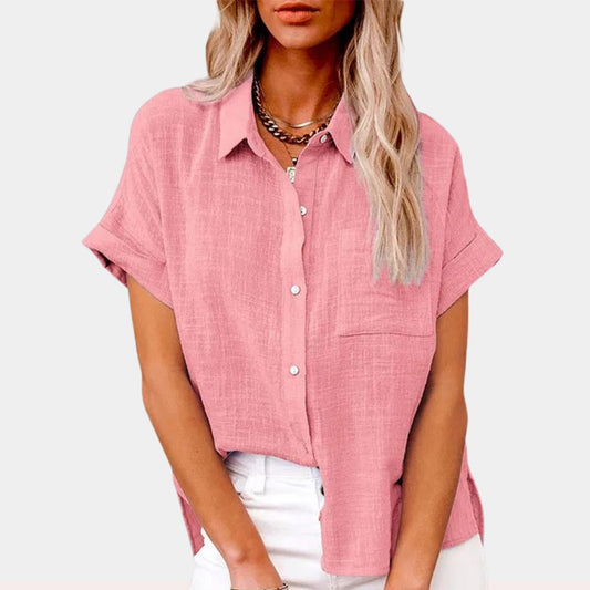Short Sleeve Lightweight Button-Front Shirt