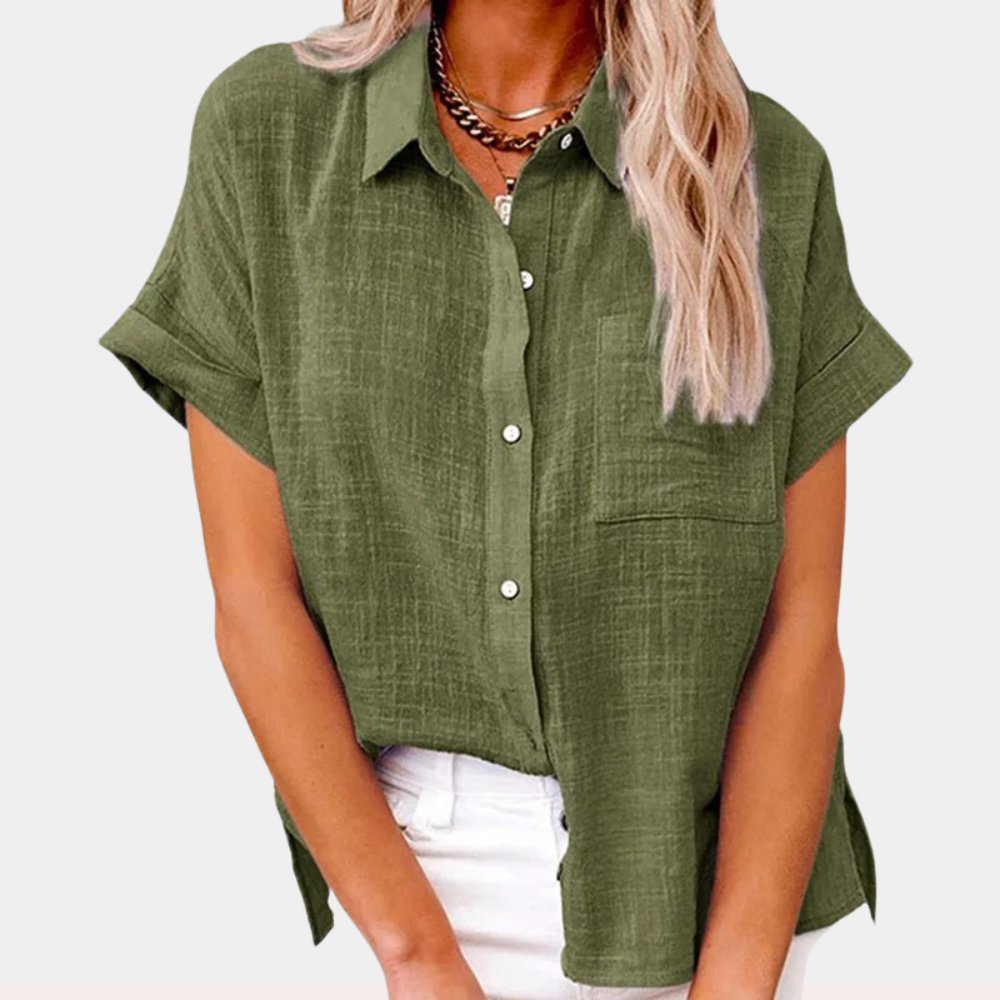 Short Sleeve Lightweight Button-Front Shirt