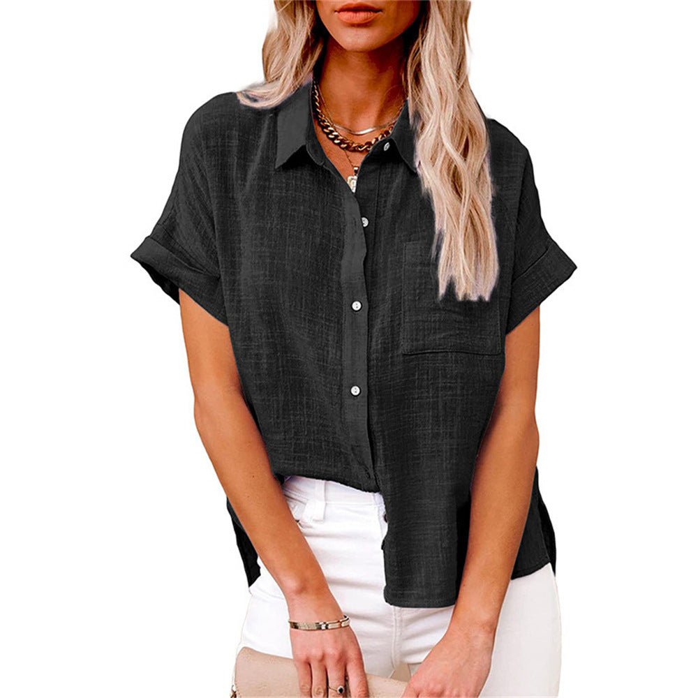 Short Sleeve Lightweight Button-Front Shirt