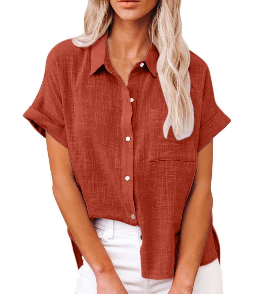 Short Sleeve Lightweight Button-Front Shirt