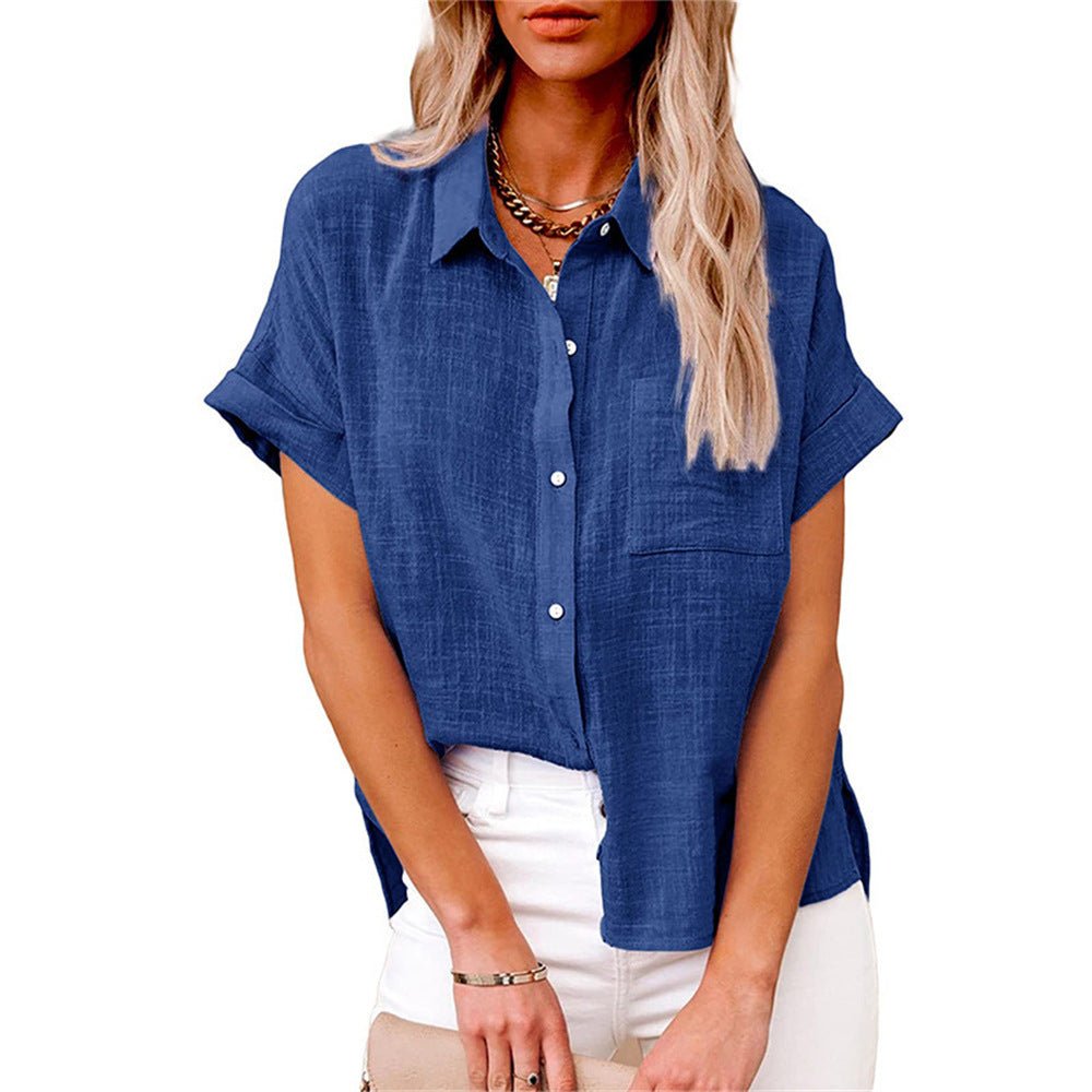 Short Sleeve Lightweight Button-Front Shirt