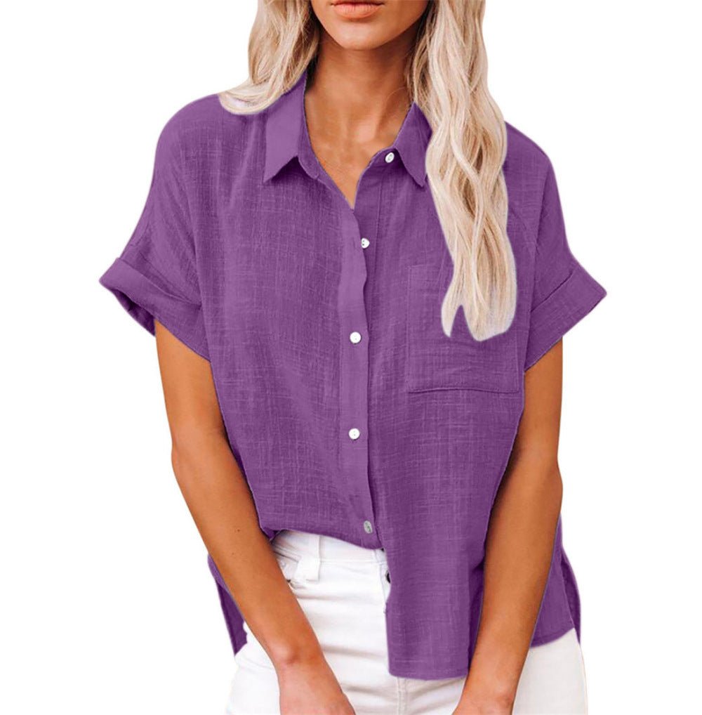 Short Sleeve Lightweight Button-Front Shirt