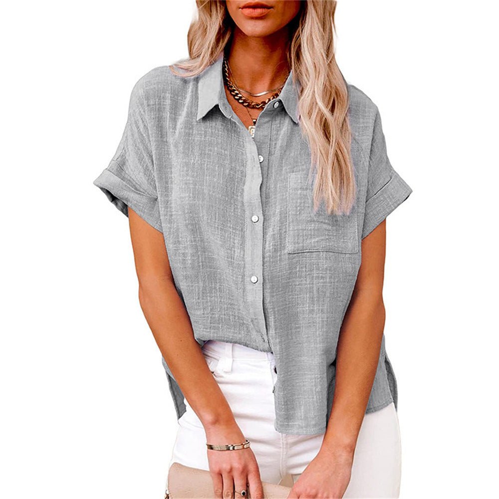 Short Sleeve Lightweight Button-Front Shirt