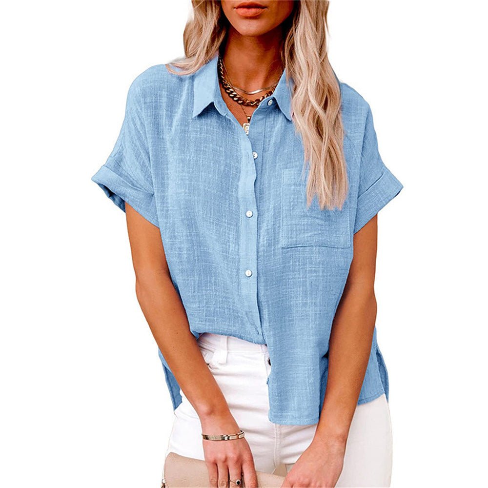 Short Sleeve Lightweight Button-Front Shirt