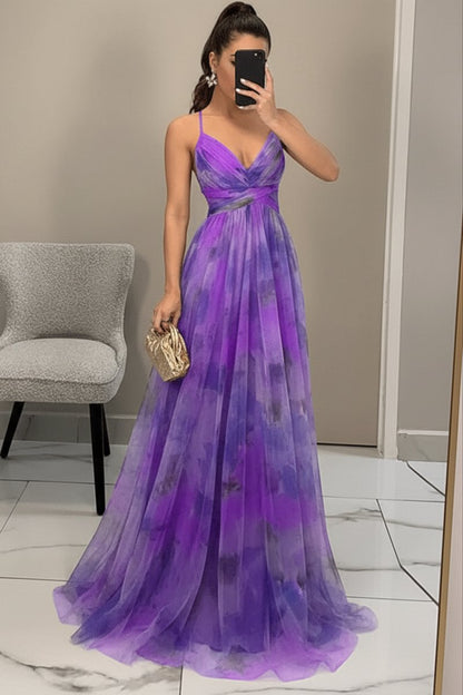 Floral Print Cross-Waist A-Line Maxi Dress