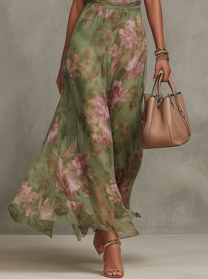 Halterneck Floral Print Summer Maxi Dress