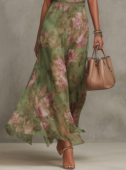 Halterneck Floral Print Summer Maxi Dress