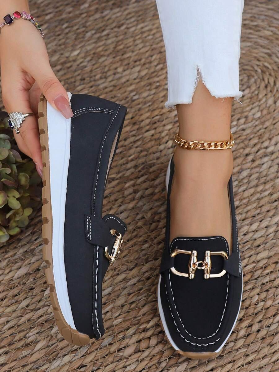 Cushioned Buckle Loafers with Non-Slip Sole