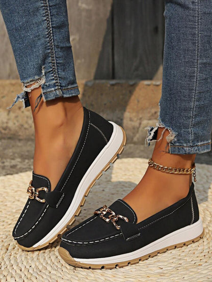 Cushioned Buckle Loafers with Non-Slip Sole