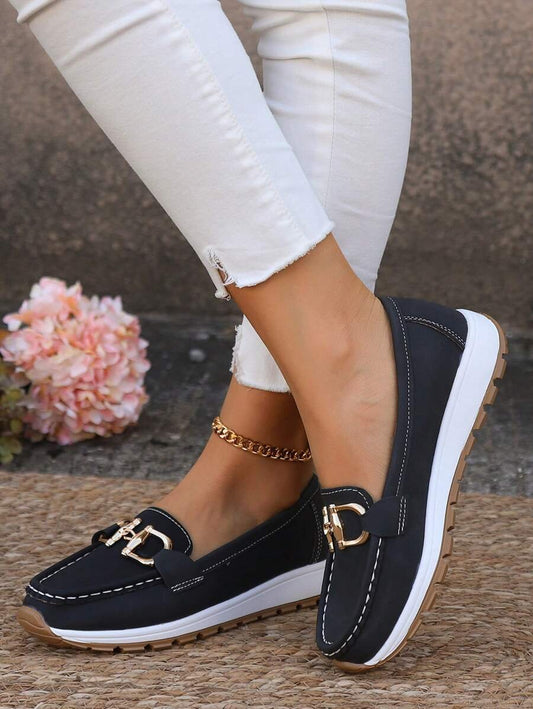 Cushioned Buckle Loafers with Non-Slip Sole