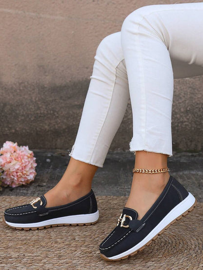 Cushioned Buckle Loafers with Non-Slip Sole