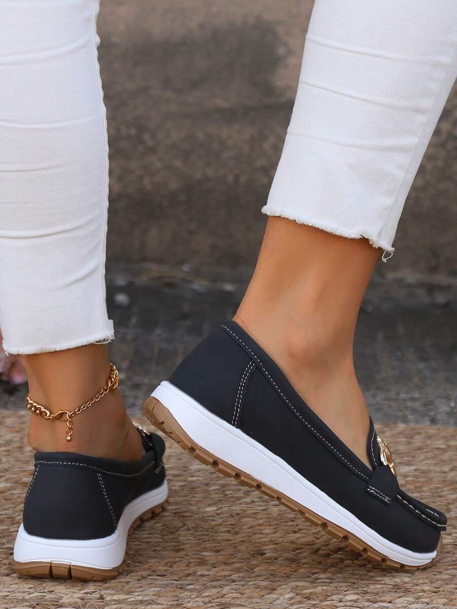 Cushioned Buckle Loafers with Non-Slip Sole