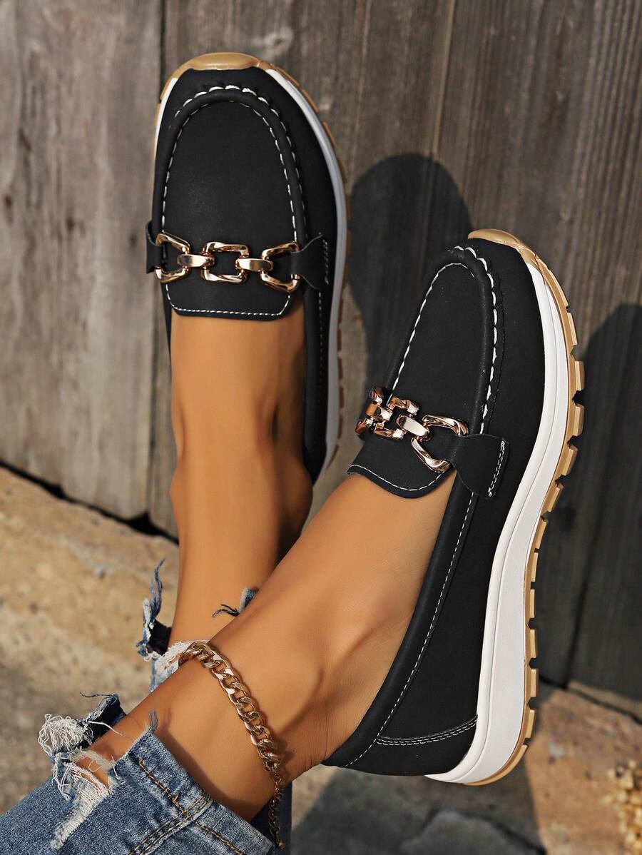 Cushioned Buckle Loafers with Non-Slip Sole