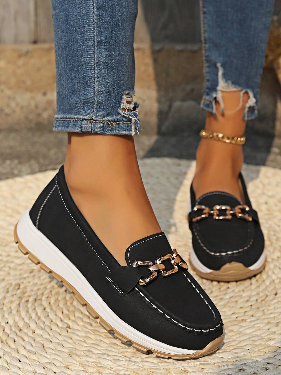 Cushioned Buckle Loafers with Non-Slip Sole
