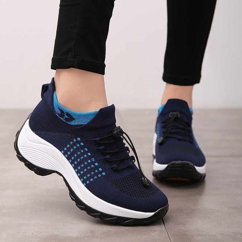 Cushioned Platform Knit Lace-Up Trainers