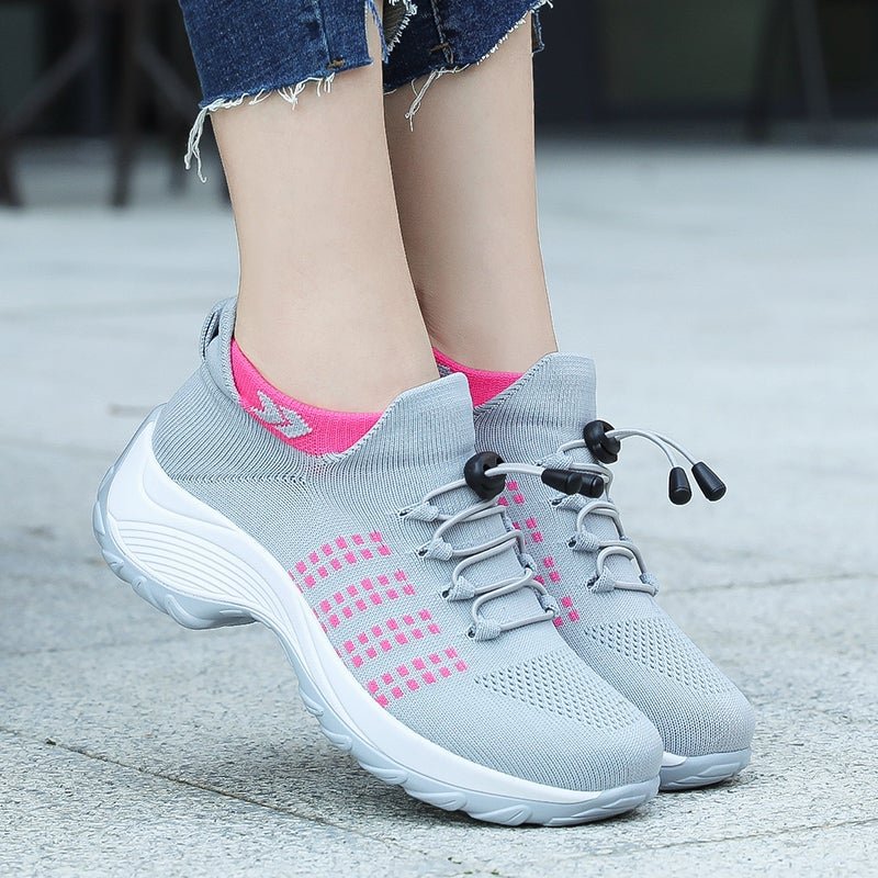 Cushioned Platform Knit Lace-Up Trainers