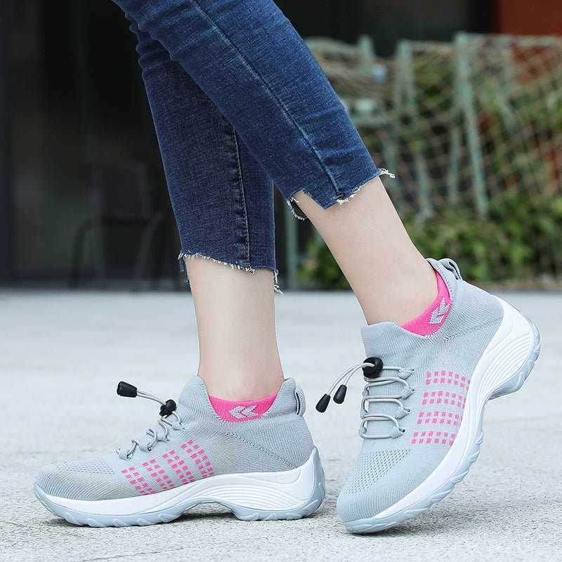 Cushioned Platform Knit Lace-Up Trainers