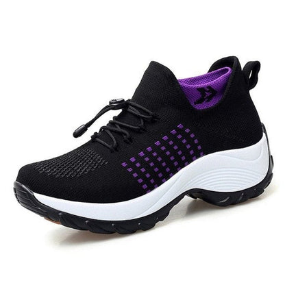 Cushioned Platform Knit Lace-Up Trainers