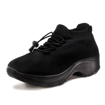 Cushioned Platform Knit Lace-Up Trainers