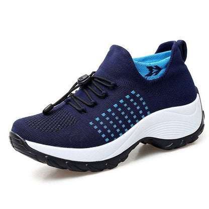 Cushioned Platform Knit Lace-Up Trainers