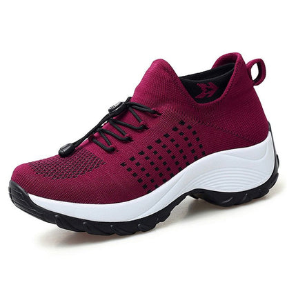 Cushioned Platform Knit Lace-Up Trainers