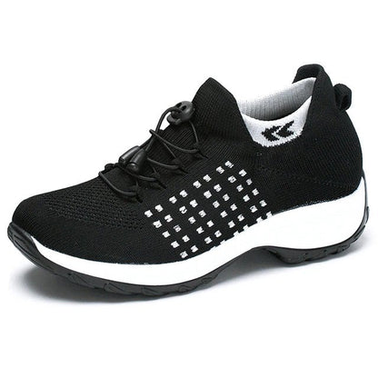 Cushioned Platform Knit Lace-Up Trainers