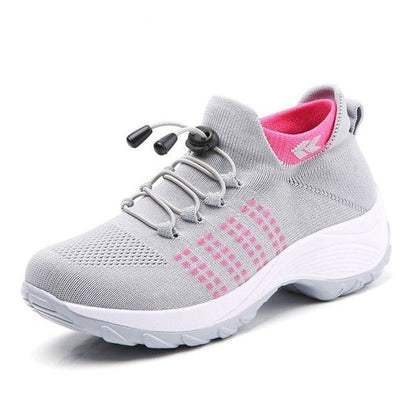 Cushioned Platform Knit Lace-Up Trainers