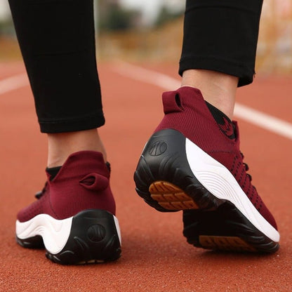 Cushioned Platform Knit Lace-Up Trainers