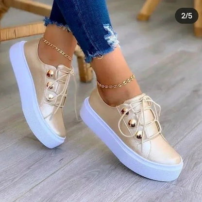 Studded Platform Lace-Up Walking Shoes