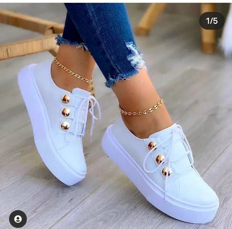 Studded Platform Lace-Up Walking Shoes