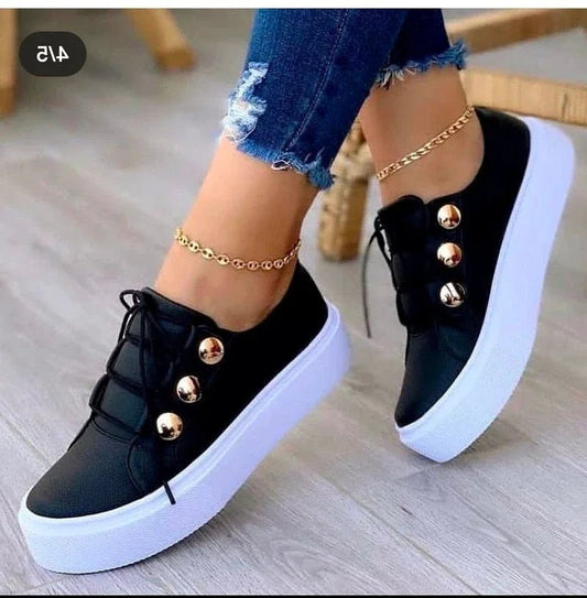 Cushioned Platform Lace-Up Trainers