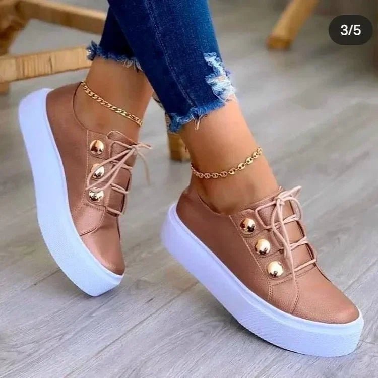 Cushioned Platform Lace-Up Trainers