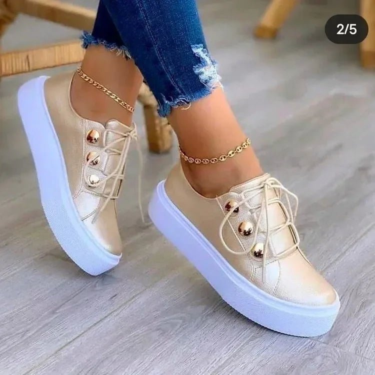 Cushioned Platform Lace-Up Trainers