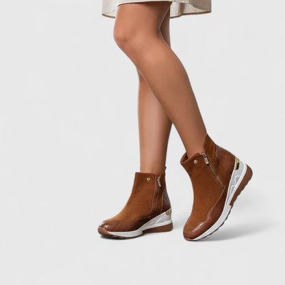Supportive Low-Wedge Ankle Boots with Side Zip