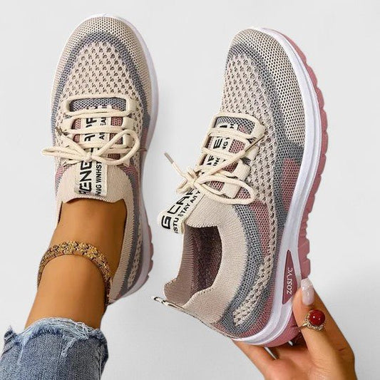 Supportive Mesh Lace-Up Walking Trainers