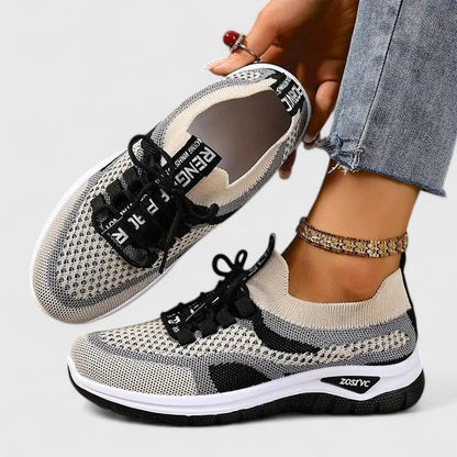 Supportive Mesh Lace-Up Walking Trainers