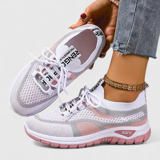 Supportive Mesh Lace-Up Walking Trainers