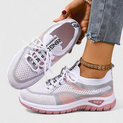 Supportive Mesh Lace-Up Walking Trainers